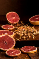 Grapefruit on a wooden cutting board