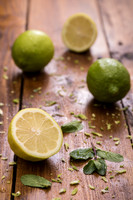 Fresh Lemons on a wooden board